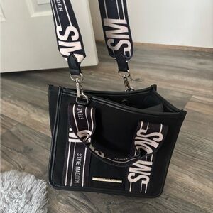 Steve Madden Black Tote with Logo Straps